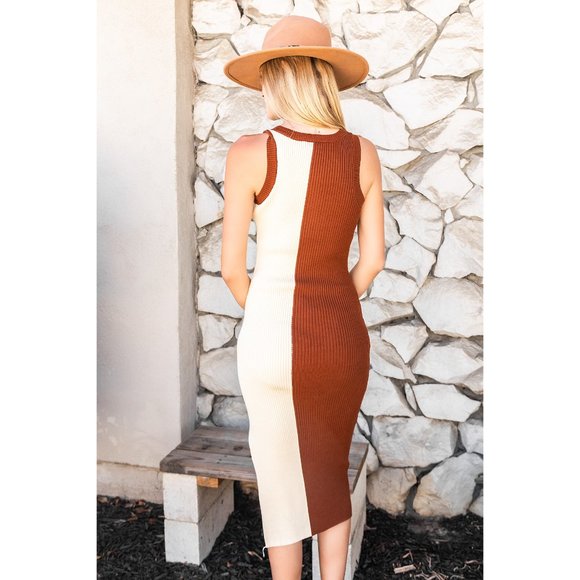 Anna Color Block Dress - Apricot - Picture 2 of 5